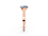 Rose gold Fancy Blue Oval  Solitaire Engagement Ring with Four-Prong Setting and Tapered Band_5