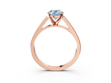 Rose gold Fancy Blue Oval  Solitaire Engagement Ring with Four-Prong Setting and Tapered Band_6