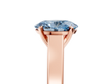 Rose gold Fancy Blue Oval  Solitaire Engagement Ring with Four-Prong Setting and Tapered Band_8