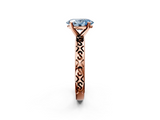 Rose gold Fancy Blue Oval  Solitaire Engagement Ring with Scrollwork Band and Four-Prong Setting_149