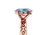 Rose gold Fancy Blue Oval  Solitaire Engagement Ring with Scrollwork Band and Four-Prong Setting_152