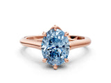 Rose gold Fancy Blue Oval  Solitaire Engagement Ring with Six-Prong Setting and Classic Band 1