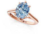 Rose gold Fancy Blue Oval  Solitaire Engagement Ring with Six-Prong Setting and Classic Band 2