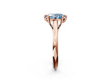 Rose gold Fancy Blue Oval  Solitaire Engagement Ring with Six-Prong Setting and Classic Band 3