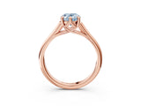 Rose gold Fancy Blue Oval  Solitaire Engagement Ring with Six-Prong Setting and Classic Band 4