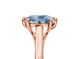 Rose gold Fancy Blue Oval  Solitaire Engagement Ring with Six-Prong Setting and Classic Band