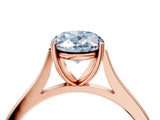 Rose gold Fancy Blue Oval  Solitaire Heart Prong Engagement Ring with Tapered Band_60