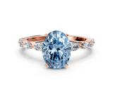 Rose gold Fancy Blue Oval  Solitaire Marquise Side Stone Prong Setting Ring_45