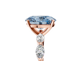 Rose gold Fancy Blue Oval  Solitaire Marquise Side Stone Prong Setting Ring_50
