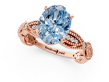 Rose gold Fancy Blue Oval  Solitaire Milgrain Diamond Engagement Ring with Bezel and Marquise Band_150