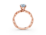 Rose gold Fancy Blue Oval  Solitaire Milgrain Diamond Engagement Ring with Bezel and Marquise Band_152
