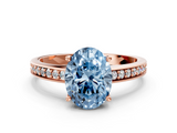 Rose gold Fancy Blue Oval  Solitaire Pavé Band Prong Setting Ring_20