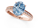 Rose gold Fancy Blue Oval  Solitaire Pavé Band Prong Setting Ring_21