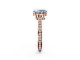 Rose gold Fancy Blue Oval  Solitaire Pavé Band Prong Setting Ring_22