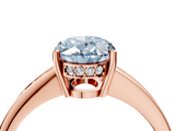 Rose gold Fancy Blue Oval  Solitaire Pavé Band Prong Setting Ring_24