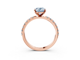 Rose gold Fancy Blue Oval  Solitaire Pavé Band with Four-Prong Setting_159