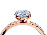 Rose gold Fancy Blue Oval  Solitaire Pavé Band with Four-Prong Setting_160