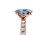 Rose gold Fancy Blue Oval  Solitaire Pavé Band with Four-Prong Setting_161