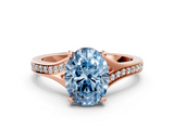Rose gold Fancy Blue Oval  Solitaire Pavé Band with Four-Prong Setting_42