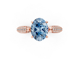 Rose gold Fancy Blue Oval  Solitaire Pavé Diamond Engagement Ring with Four-Prong Setting_116