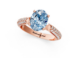 Rose gold Fancy Blue Oval  Solitaire Pavé Diamond Engagement Ring with Four-Prong Setting_117