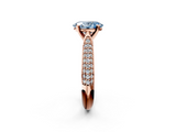 Rose gold Fancy Blue Oval  Solitaire Pavé Diamond Engagement Ring with Four-Prong Setting_118
