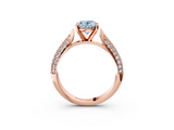 Rose gold Fancy Blue Oval  Solitaire Pavé Diamond Engagement Ring with Four-Prong Setting_119