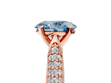 Rose gold Fancy Blue Oval  Solitaire Pavé Diamond Engagement Ring with Four-Prong Setting_121
