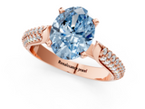 Rose gold Fancy Blue Oval  Solitaire Pavé Diamond Engagement Ring with Four-Prong Setting_123
