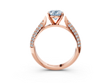 Rose gold Fancy Blue Oval  Solitaire Pavé Diamond Engagement Ring with Four-Prong Setting_125