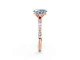 Rose gold Fancy Blue Oval  Solitaire Pavé Diamond Engagement Ring with Four-Prong Setting_26