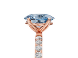 Rose gold Fancy Blue Oval  Solitaire Pavé Diamond Engagement Ring with Four-Prong Setting_30