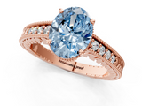 Rose gold Fancy Blue Oval  Solitaire Pavé Diamond Milgrain Engagement Ring with Four-Prong Setting_4