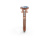 Rose gold Fancy Blue Oval  Solitaire Pavé Diamond Milgrain Engagement Ring with Four-Prong Setting_5