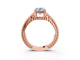Rose gold Fancy Blue Oval  Solitaire Pavé Diamond Milgrain Engagement Ring with Four-Prong Setting_6