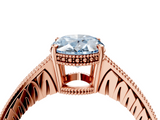 Rose gold Fancy Blue Oval  Solitaire Pavé Diamond Milgrain Engagement Ring with Four-Prong Setting_7