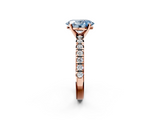 Rose gold Fancy Blue Oval  Solitaire Pave Diamond Engagement Ring with Four-Prong Setting_346