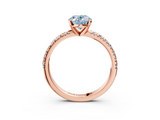 Rose gold Fancy Blue Oval  Solitaire Pave Diamond Engagement Ring with Four-Prong Setting_347