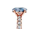 Rose gold Fancy Blue Oval  Solitaire Pave Diamond Engagement Ring with Four-Prong Setting_349