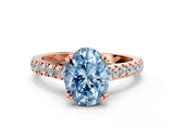 Rose gold Fancy Blue Oval  Solitaire Pave Diamond Engagement Ring with Prong Setting_20