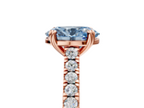 Rose gold Fancy Blue Oval  Solitaire Pave Diamond Engagement Ring with Prong Setting_25