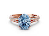 Rose gold Fancy Blue Oval  Solitaire Pave Split Shank Engagement Ring with Six-Prong Setting_36