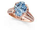 Rose gold Fancy Blue Oval  Solitaire Pave Split Shank Ring with Four-Prong Setting_156