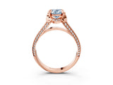 Rose gold Fancy Blue Oval  Solitaire Pave Split Shank Ring with Four-Prong Setting_158