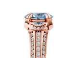 Rose gold Fancy Blue Oval  Solitaire Pave Split Shank Ring with Four-Prong Setting_160