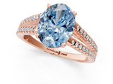 Rose gold Fancy Blue Oval  Solitaire Split Shank Pavé Diamond Engagement Ring_372