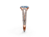 Rose gold Fancy Blue Oval  Solitaire Split Shank Pavé Diamond Engagement Ring_373
