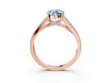 Rose gold Fancy Blue Oval  Solitaire Split Shank Pavé Diamond Engagement Ring_374
