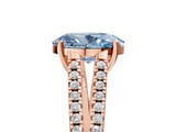 Rose gold Fancy Blue Oval  Solitaire Split Shank Pavé Diamond Engagement Ring_376