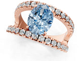 Rose gold Fancy Blue Oval  Solitaire Split Shank Pave Diamond Ring_50